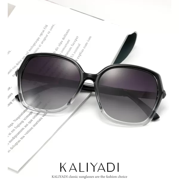 KALIYADI Classic Polarized Sunglasses for Women Trendy Square Ladies Sun Glasses Shades Sparkling Frame UV400 Protection03 Gradient Black Frame Gradient Grey Lens
