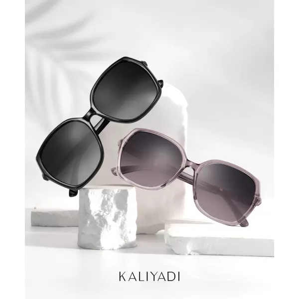 KALIYADI Classic Polarized Sunglasses for Women Trendy Square Ladies Sun Glasses Shades Sparkling Frame UV400 Protection04 Gradient Purple Frame Gray to Purple Lens