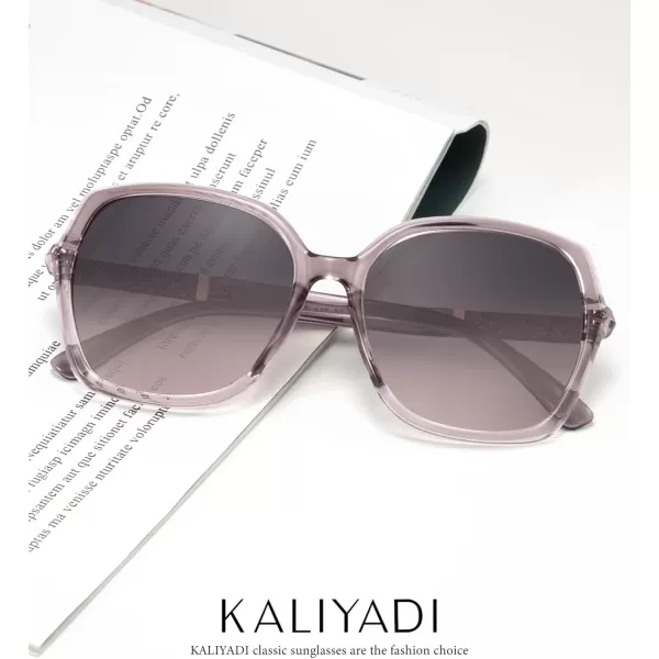 KALIYADI Classic Polarized Sunglasses for Women Trendy Square Ladies Sun Glasses Shades Sparkling Frame UV400 Protection04 Gradient Purple Frame Gray to Purple Lens