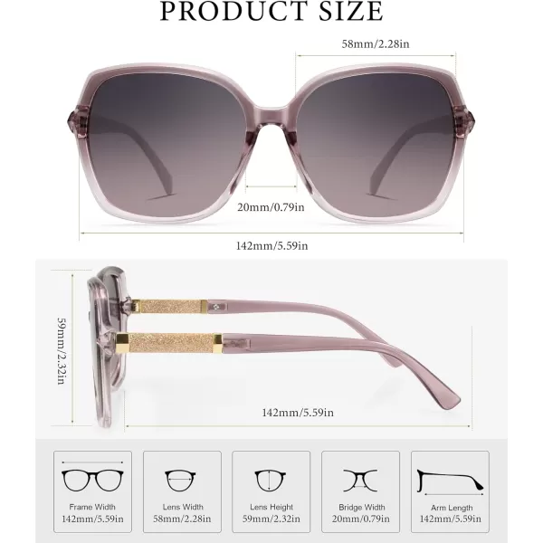 KALIYADI Classic Polarized Sunglasses for Women Trendy Square Ladies Sun Glasses Shades Sparkling Frame UV400 Protection04 Gradient Purple Frame Gray to Purple Lens