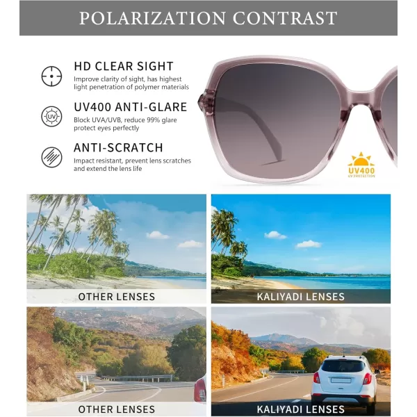 KALIYADI Classic Polarized Sunglasses for Women Trendy Square Ladies Sun Glasses Shades Sparkling Frame UV400 Protection04 Gradient Purple Frame Gray to Purple Lens