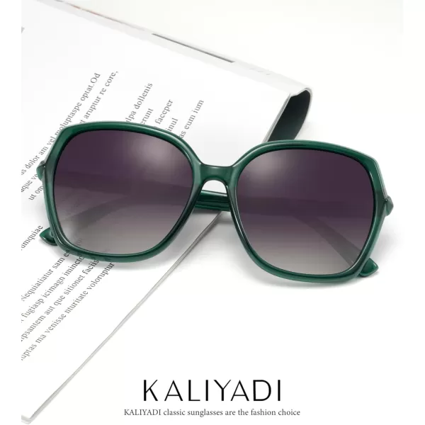 KALIYADI Classic Polarized Sunglasses for Women Trendy Square Ladies Sun Glasses Shades Sparkling Frame UV400 Protection05 Green Frame Gradient Grey Lens