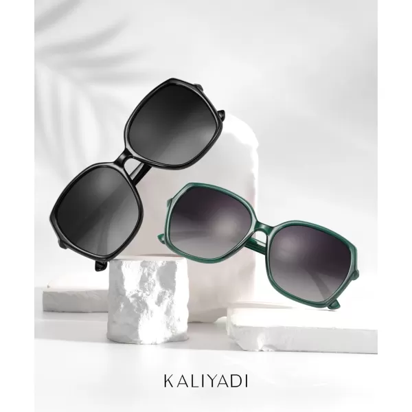 KALIYADI Classic Polarized Sunglasses for Women Trendy Square Ladies Sun Glasses Shades Sparkling Frame UV400 Protection05 Green Frame Gradient Grey Lens