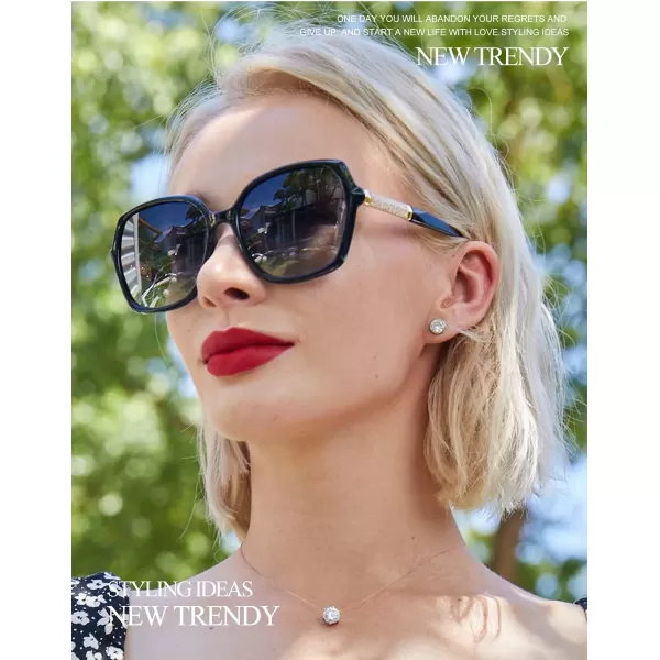 KALIYADI Classic Polarized Sunglasses for Women Trendy Square Ladies Sun Glasses Shades Sparkling Frame UV400 Protection06 Glossy Black Gery Lens  Tawny Frame Tawny Lens