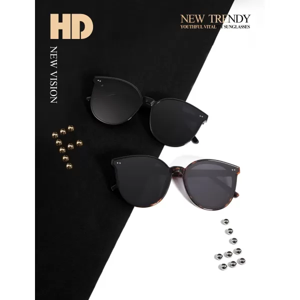 KALIYADI Classic Sunglasses for Women Retro Trendy Oversized Sun Glasses UV ProtectionA2 Leopardround