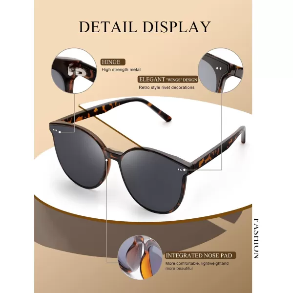 KALIYADI Classic Sunglasses for Women Retro Trendy Oversized Sun Glasses UV ProtectionA2 Leopardround