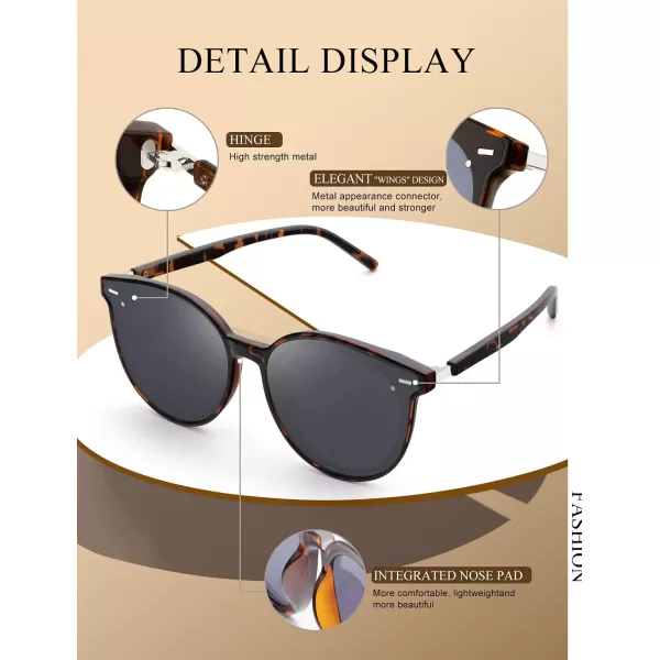KALIYADI Classic Sunglasses for Women Retro Trendy Oversized Sun Glasses UV ProtectionC2 Leopardround