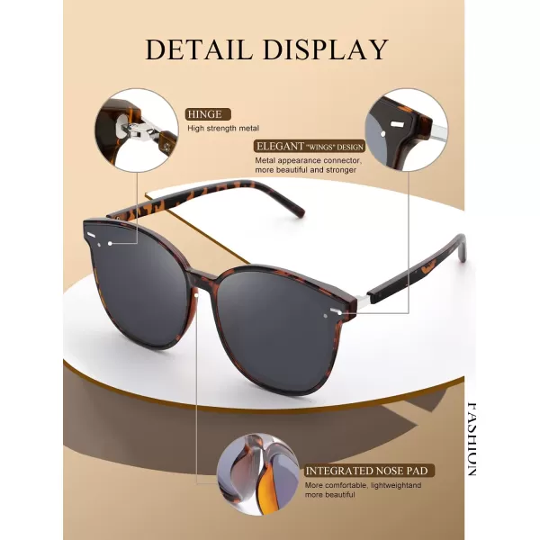KALIYADI Classic Sunglasses for Women Retro Trendy Oversized Sun Glasses UV ProtectionD2 Leopardsquare