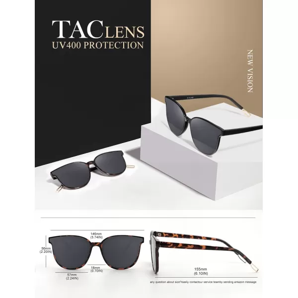 KALIYADI Classic Sunglasses for Women Retro Trendy Oversized Sun Glasses UV ProtectionE2 Tortoise Frame Grey Lens
