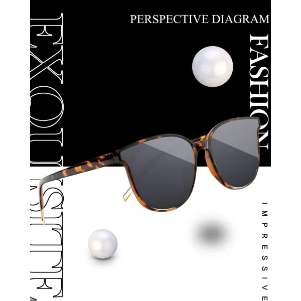 KALIYADI Classic Sunglasses for Women Retro Trendy Oversized Sun Glasses UV ProtectionE2 Tortoise Frame Grey Lens
