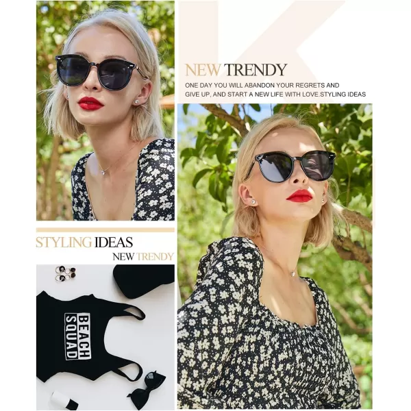 KALIYADI Classic Sunglasses for Women Retro Trendy Oversized Sun Glasses UV ProtectionF4 Blackround  Leopardround