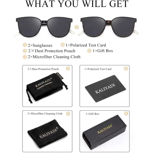 KALIYADI Classic Sunglasses for Women Retro Trendy Oversized Sun Glasses UV ProtectionF6 Black Frame Grey Lens Tortoise Frame Grey Lens