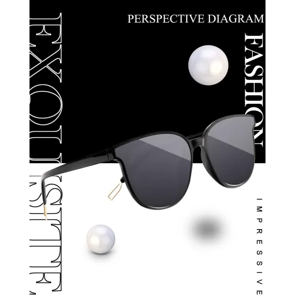 KALIYADI Classic Sunglasses for Women Retro Trendy Oversized Sun Glasses UV ProtectionF6 Black Frame Grey Lens Tortoise Frame Grey Lens