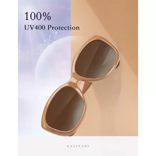 KALIYADI Graceful Square Sunglasses For Women Wrap Frame with UV Protection05 Pure Brown Brown Gradient