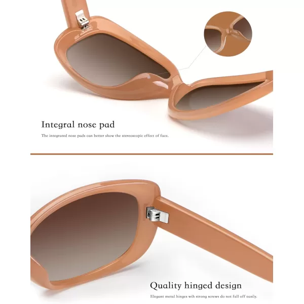KALIYADI Graceful Square Sunglasses For Women Wrap Frame with UV Protection05 Pure Brown Brown Gradient