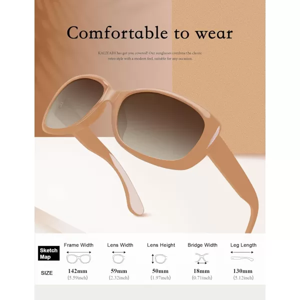 KALIYADI Graceful Square Sunglasses For Women Wrap Frame with UV Protection05 Pure Brown Brown Gradient