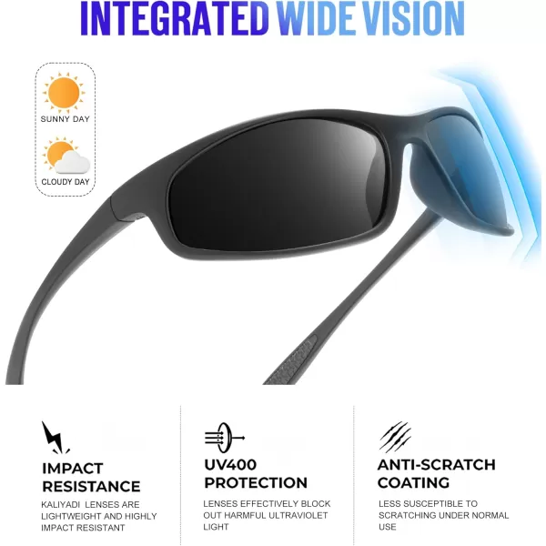 KALIYADI MensSunglasses Polarized SunglassesMen Sports Sport Sun Glasses for Running Cycling Fishing with UV ProtectionA01blackBlack