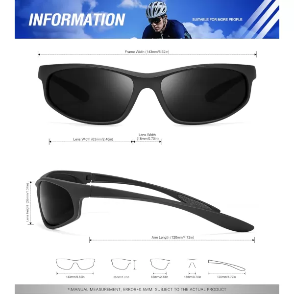 KALIYADI MensSunglasses Polarized SunglassesMen Sports Sport Sun Glasses for Running Cycling Fishing with UV ProtectionA01blackBlack
