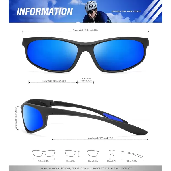 KALIYADI MensSunglasses Polarized SunglassesMen Sports Sport Sun Glasses for Running Cycling Fishing with UV ProtectionA03blackDark Blue
