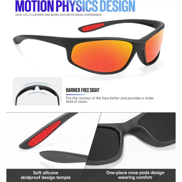KALIYADI MensSunglasses Polarized SunglassesMen Sports Sport Sun Glasses for Running Cycling Fishing with UV ProtectionA04blackRed