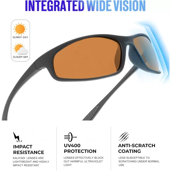 KALIYADI MensSunglasses Polarized SunglassesMen Sports Sport Sun Glasses for Running Cycling Fishing with UV ProtectionA07blackBrown