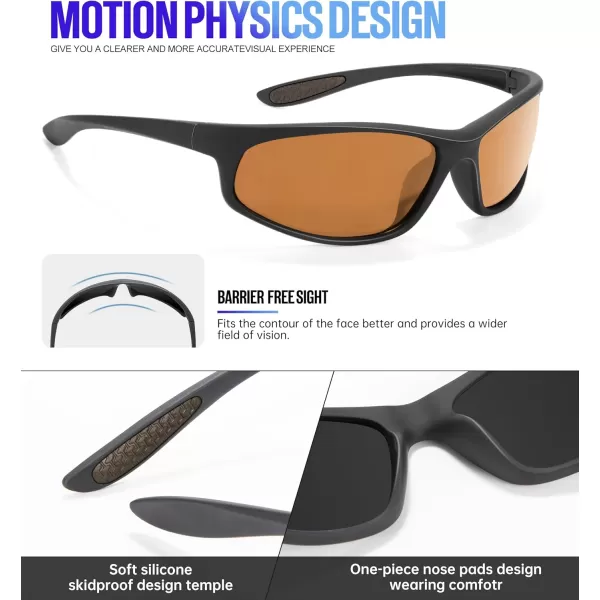 KALIYADI MensSunglasses Polarized SunglassesMen Sports Sport Sun Glasses for Running Cycling Fishing with UV ProtectionA07blackBrown