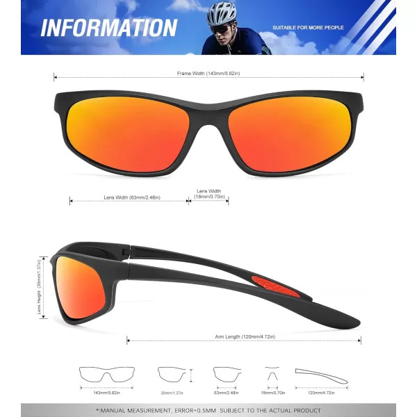 KALIYADI MensSunglasses Polarized SunglassesMen Sports Sport Sun Glasses for Running Cycling Fishing with UV ProtectionA08ice BlueRed