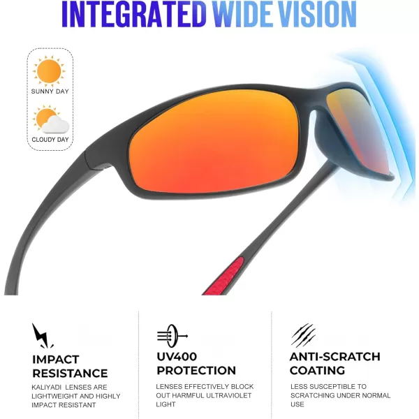 KALIYADI MensSunglasses Polarized SunglassesMen Sports Sport Sun Glasses for Running Cycling Fishing with UV ProtectionA08ice BlueRed