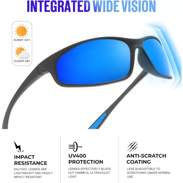 KALIYADI MensSunglasses Polarized SunglassesMen Sports Sport Sun Glasses for Running Cycling Fishing with UV ProtectionA09ice BlueDark Blue