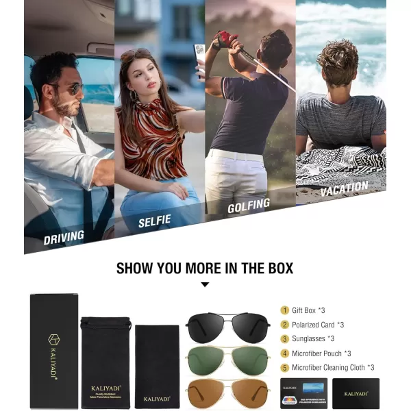 KALIYADI Polarized AviatorSunglassesforMen Women MensSunglasses Lightweight Polit Sun Glasses Upgraded UV400 for DrivingA1blackBrownG15