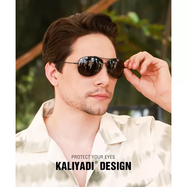 KALIYADI Polarized AviatorSunglassesforMen Women MensSunglasses Lightweight Polit Sun Glasses Upgraded UV400 for DrivingA1blackBrownG15
