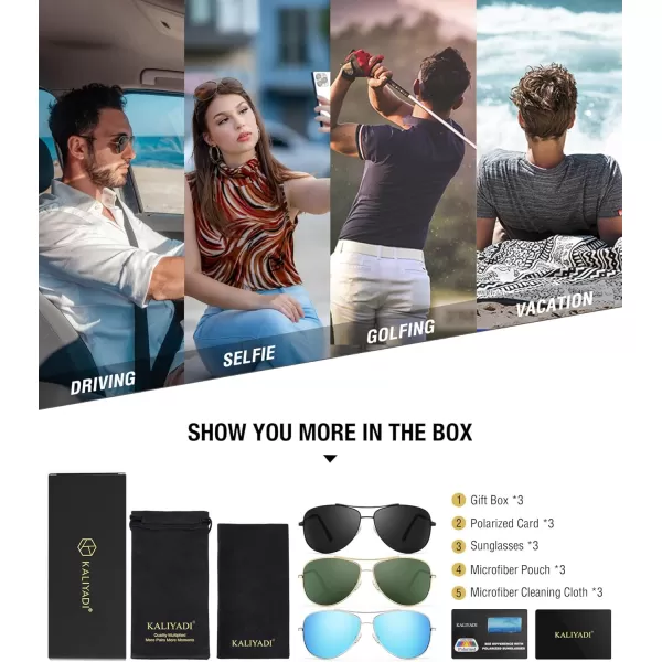 KALIYADI Polarized AviatorSunglassesforMen Women MensSunglasses Lightweight Polit Sun Glasses Upgraded UV400 for DrivingA5blackG15Ice Blue