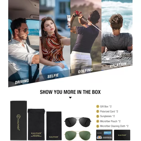 KALIYADI Polarized AviatorSunglassesforMen Women MensSunglasses Lightweight Polit Sun Glasses Upgraded UV400 for DrivingB1blackG15