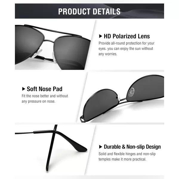 KALIYADI Polarized AviatorSunglassesforMen Women MensSunglasses Lightweight Polit Sun Glasses Upgraded UV400 for DrivingB1blackG15