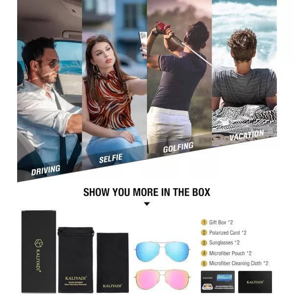 KALIYADI Polarized AviatorSunglassesforMen Women MensSunglasses Lightweight Polit Sun Glasses Upgraded UV400 for DrivingB2ice BluePink