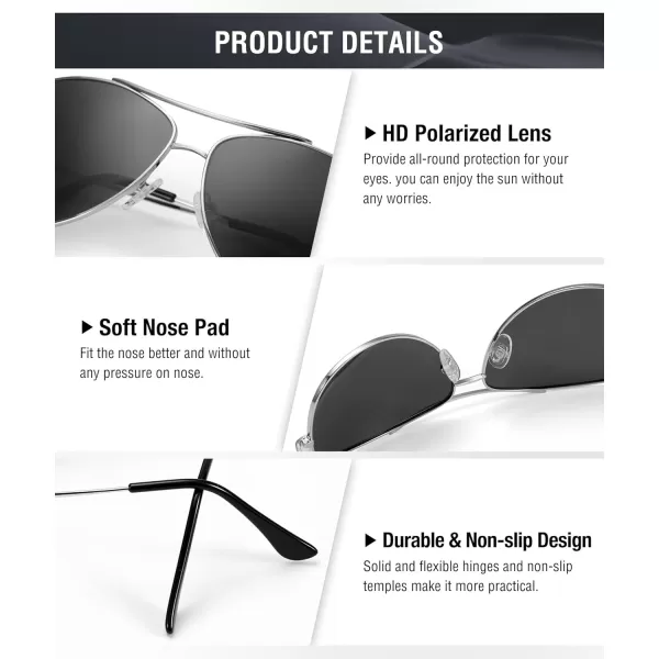 KALIYADI Polarized AviatorSunglassesforMen Women MensSunglasses Lightweight Polit Sun Glasses Upgraded UV400 for DrivingB5black BlackSilver Black