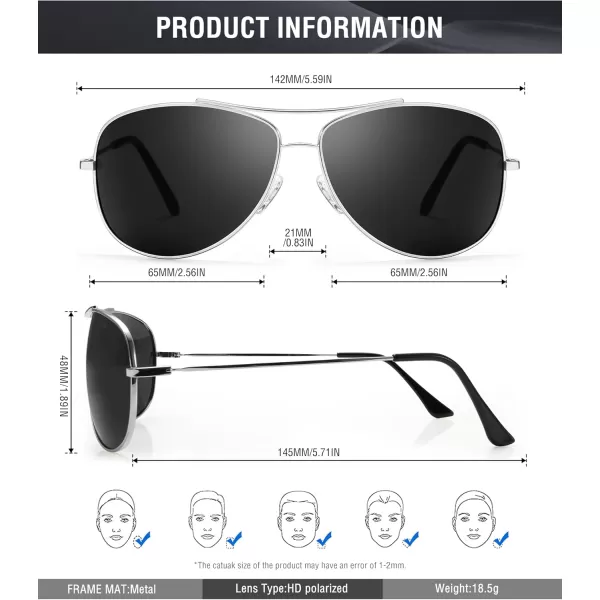 KALIYADI Polarized AviatorSunglassesforMen Women MensSunglasses Lightweight Polit Sun Glasses Upgraded UV400 for DrivingB5black BlackSilver Black