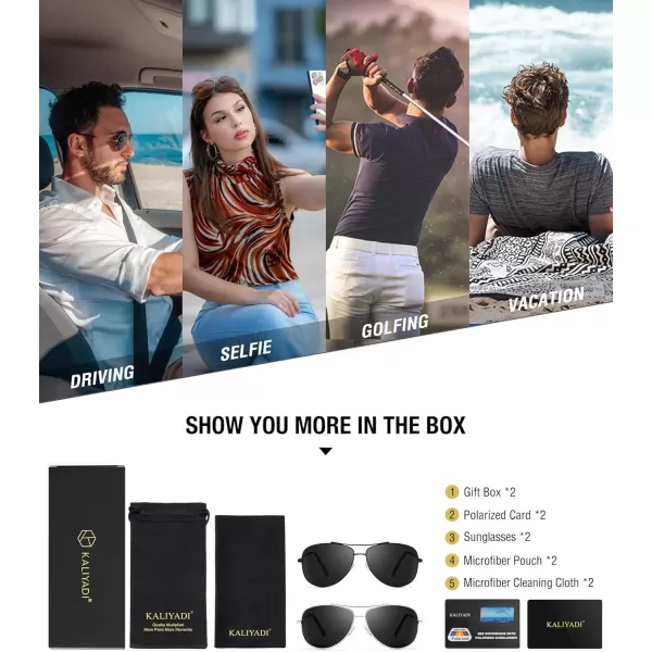 KALIYADI Polarized AviatorSunglassesforMen Women MensSunglasses Lightweight Polit Sun Glasses Upgraded UV400 for DrivingB5black BlackSilver Black
