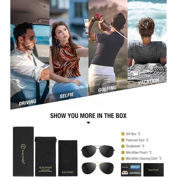 KALIYADI Polarized AviatorSunglassesforMen Women MensSunglasses Lightweight Polit Sun Glasses Upgraded UV400 for DrivingB6black BlackGold Black