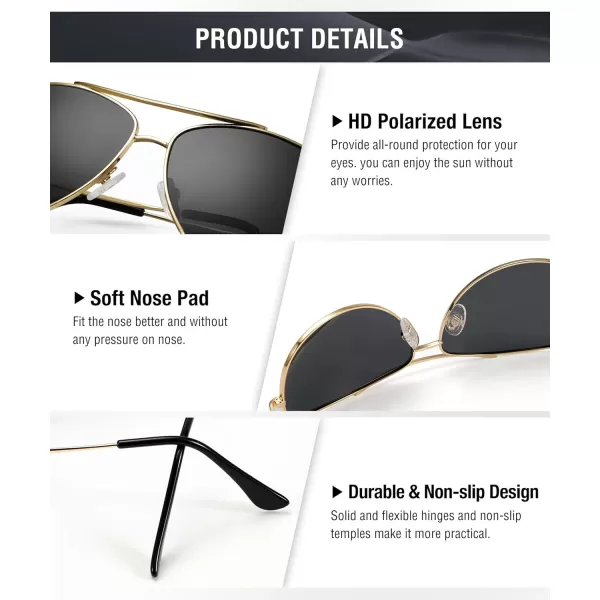 KALIYADI Polarized AviatorSunglassesforMen Women MensSunglasses Lightweight Polit Sun Glasses Upgraded UV400 for DrivingB6black BlackGold Black