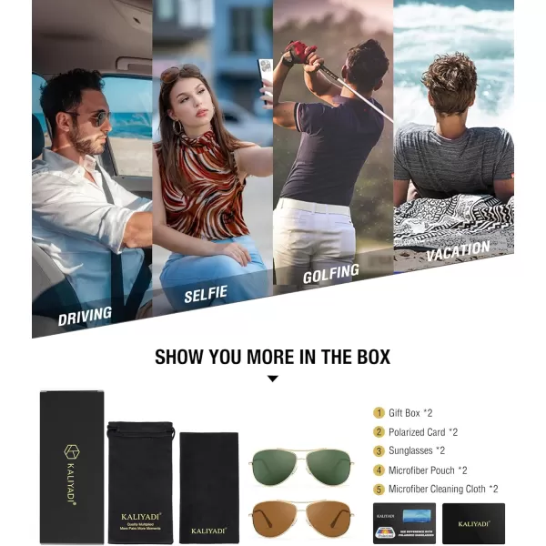 KALIYADI Polarized AviatorSunglassesforMen Women MensSunglasses Lightweight Polit Sun Glasses Upgraded UV400 for DrivingB7brownG15