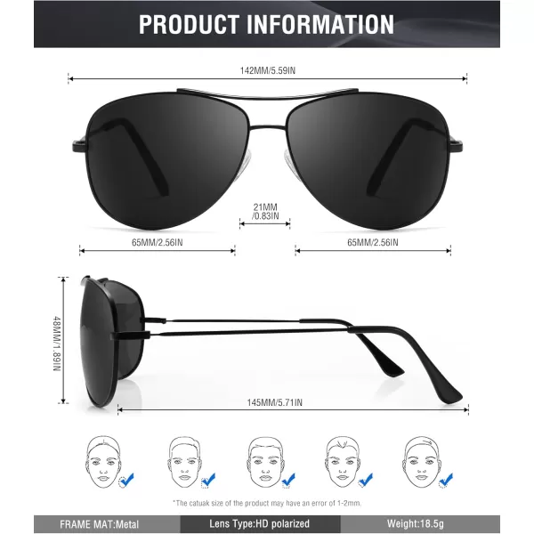 KALIYADI Polarized AviatorSunglassesforMen Women MensSunglasses Lightweight Polit Sun Glasses Upgraded UV400 for DrivingC01blackBlack