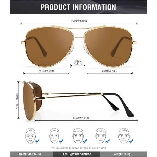 KALIYADI Polarized AviatorSunglassesforMen Women MensSunglasses Lightweight Polit Sun Glasses Upgraded UV400 for DrivingC02goldBrown