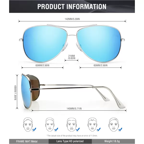 KALIYADI Polarized AviatorSunglassesforMen Women MensSunglasses Lightweight Polit Sun Glasses Upgraded UV400 for DrivingC04silverIce Blue