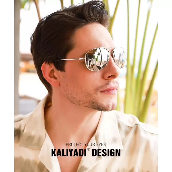 KALIYADI Polarized AviatorSunglassesforMen Women MensSunglasses Lightweight Polit Sun Glasses Upgraded UV400 for DrivingC06silverSilver