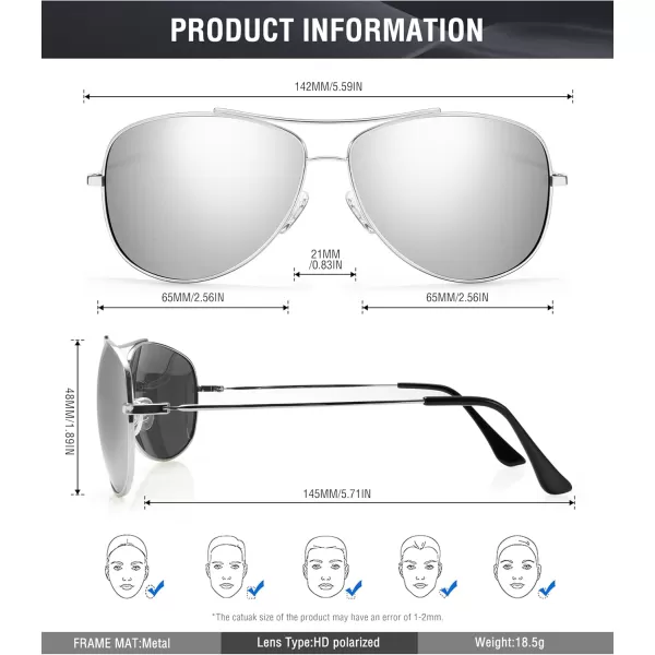 KALIYADI Polarized AviatorSunglassesforMen Women MensSunglasses Lightweight Polit Sun Glasses Upgraded UV400 for DrivingC06silverSilver