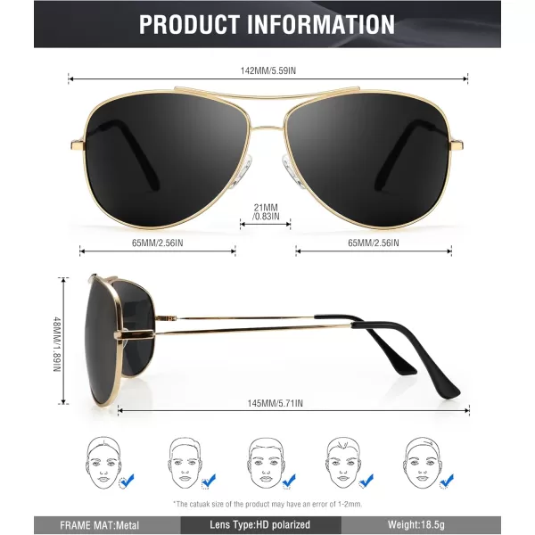 KALIYADI Polarized AviatorSunglassesforMen Women MensSunglasses Lightweight Polit Sun Glasses Upgraded UV400 for DrivingC08goldBlack