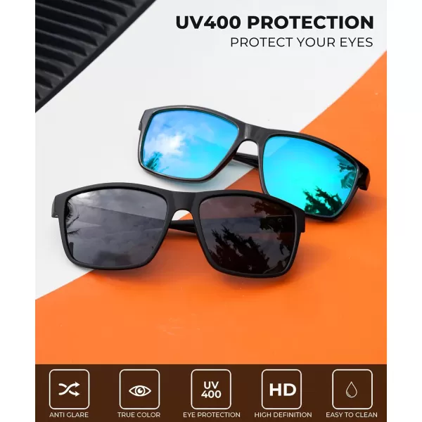 KALIYADI Polarized Sunglasses Men MensSunglasses Unisex Polarized Sun Glasses Lightweight Driving Fishing UV ProtectionA05glossy BlackIce BlueDark Blue