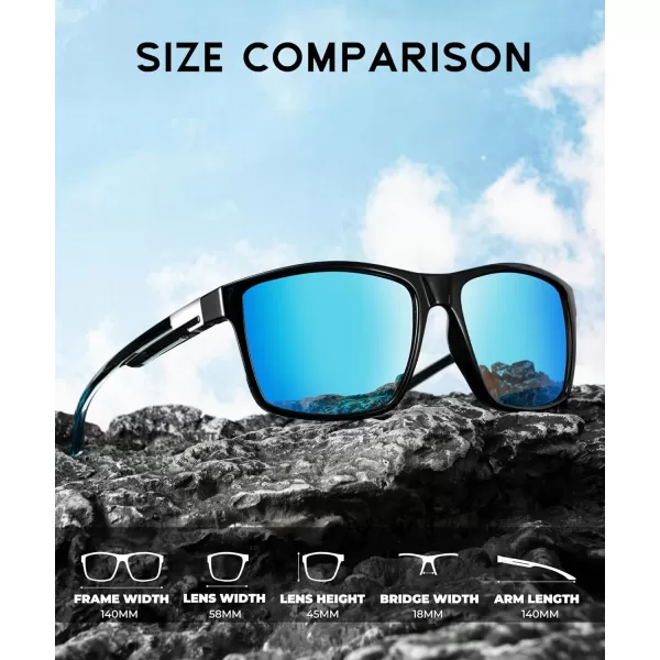 KALIYADI Polarized Sunglasses Men MensSunglasses Unisex Polarized Sun Glasses Lightweight Driving Fishing UV ProtectionA05glossy BlackIce BlueDark Blue