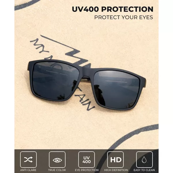 KALIYADI Polarized Sunglasses Men MensSunglasses Unisex Polarized Sun Glasses Lightweight Driving Fishing UV ProtectionC01matte Black